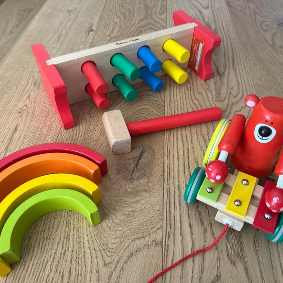 Bundle Montessori wooden toys for toddler stack hammer a peg pull - Picture 1 of 4